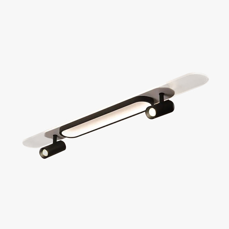 Aim Modern Rectangular LED Metal/Acrylic Ceiling Light, Black/White - Neutral Decor
