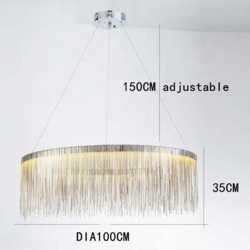 Arisha Tassel Chain Art Deco Pendant Light Silver/Gold Living Room/Hall - Neutral Decor