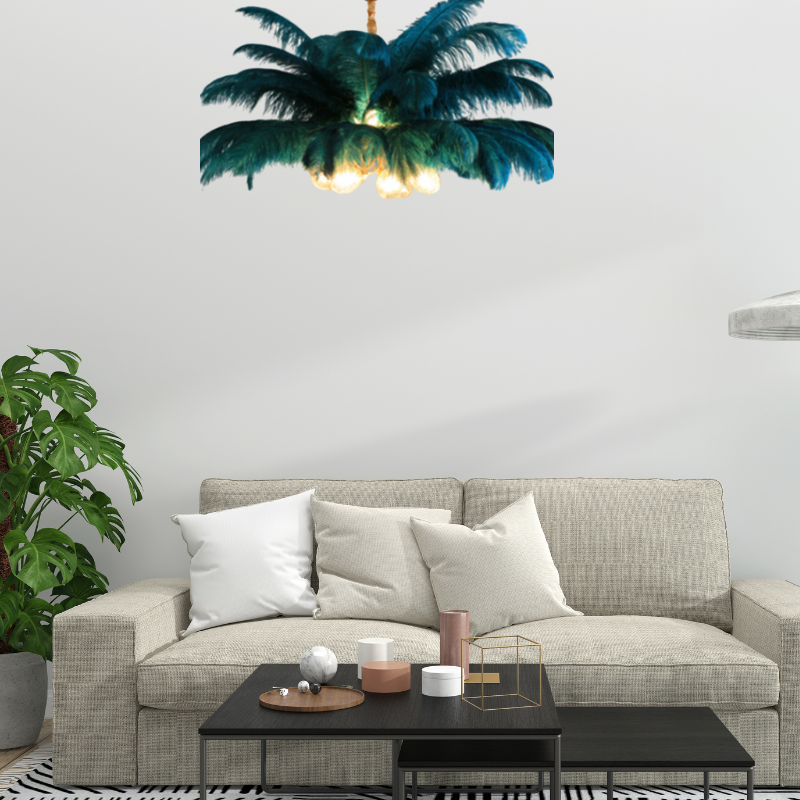 O'Moore Nordic Luxury Pendant Light, Brass/Feather - Neutral Decor