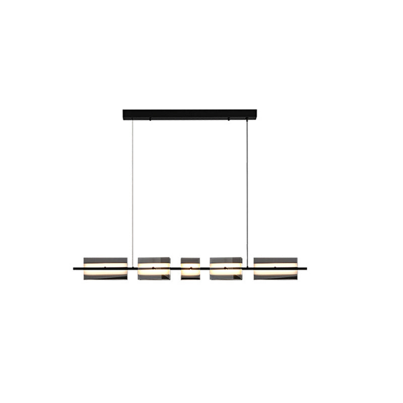 Arisha Modern Nordic Linear Copper/Glass Pendant Light, Brass/Black - Neutral Decor