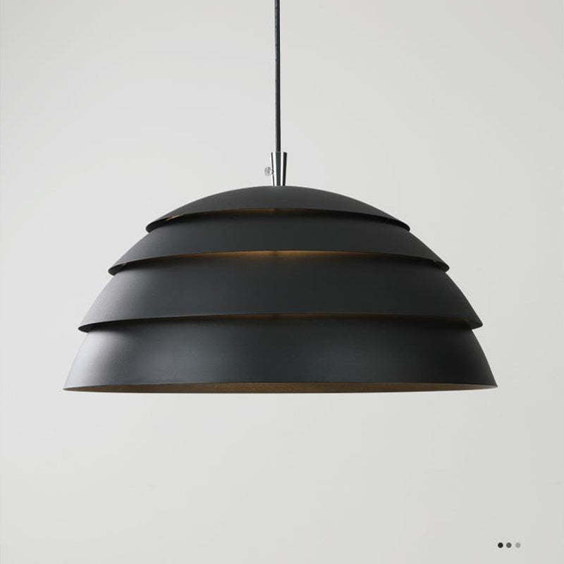 Arisha Design Semi-Globe Metal Pendant Light, Black/White - Neutral Decor