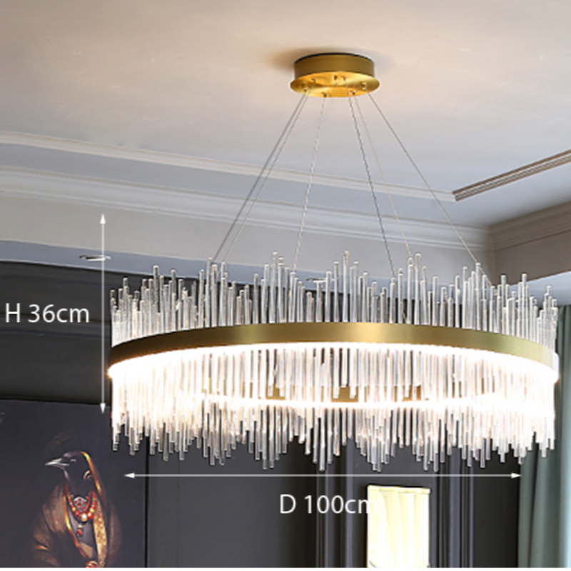 Kristy Modern Round/Rectangular Chain Chandelier, Gold - Neutral Decor