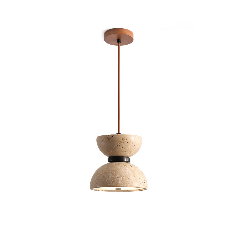Tersus Travertine Hourglass Pendant Light Double-dome-Neutral Decor