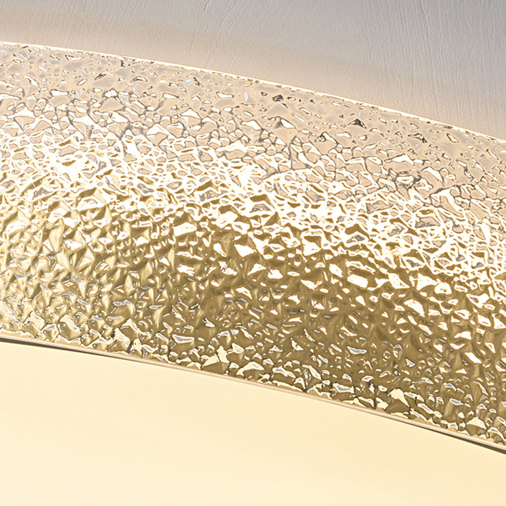 Arisha Modern Round Metal/Glass Flush Mount Ceiling Light, Gold - Neutral Decor