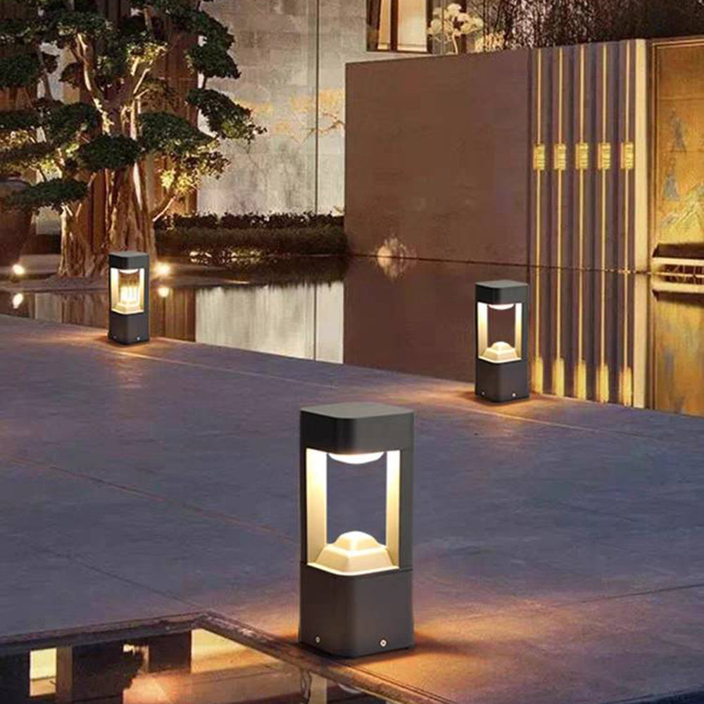 Ray Contemporary Metal Triangular Hollow Outdoor Path Light, Black - Neutral Decor