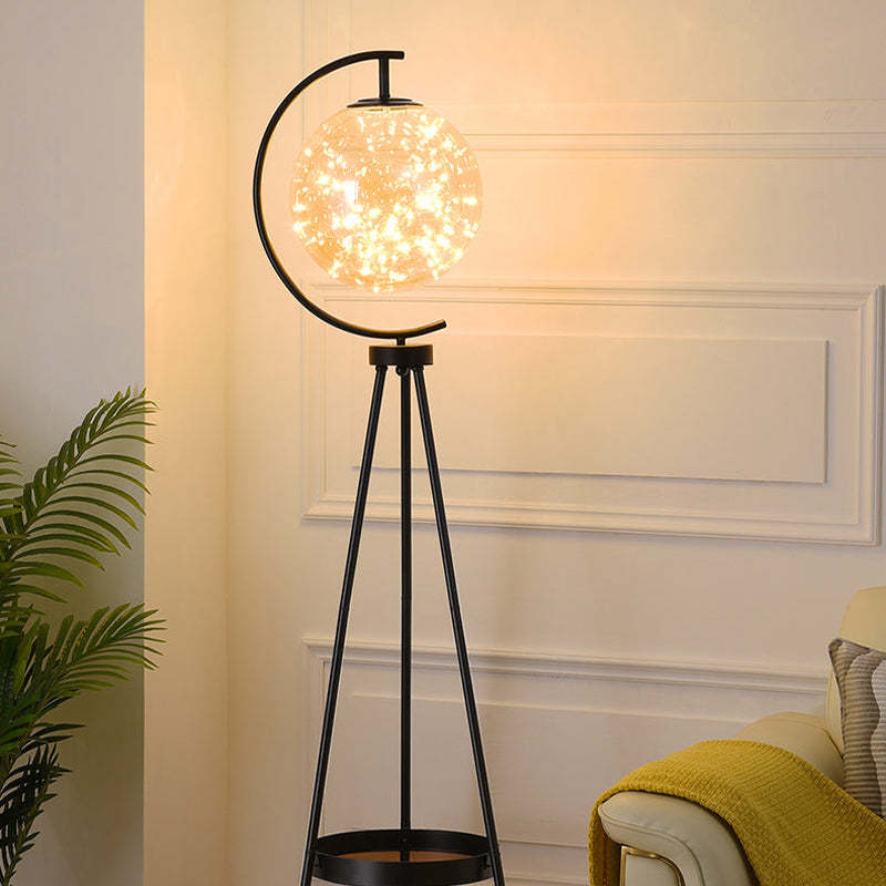Kady Modern Starry Globe Glass Floor Lamp, Gold - Neutral Decor