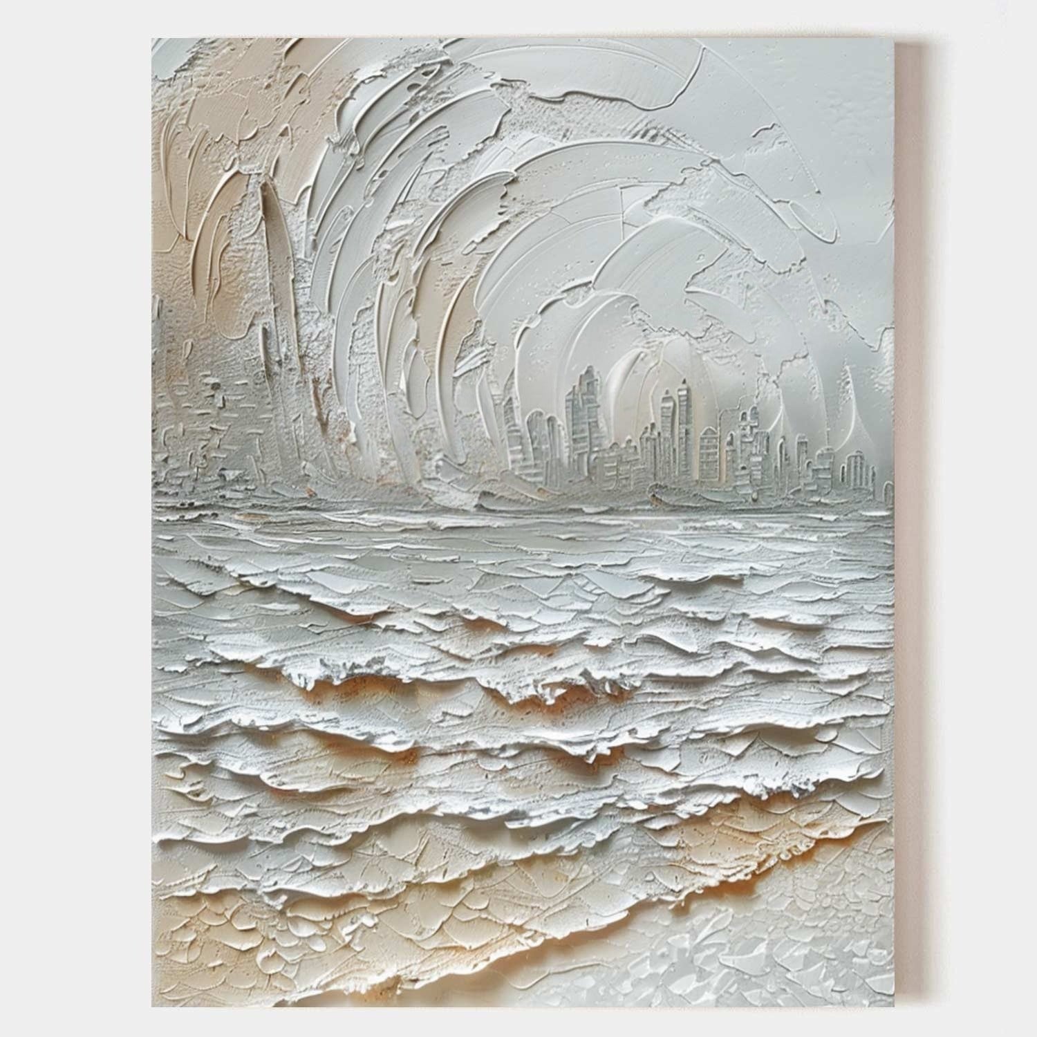 Wall Art Impasto Coastal Cityscape - Neutralighting