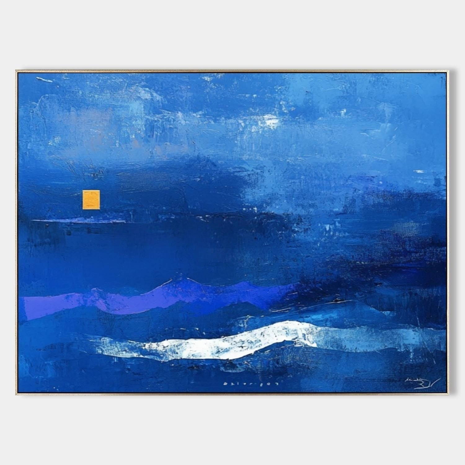 Wall Art Tranquil Textured Blue Mountain - Neutralighting