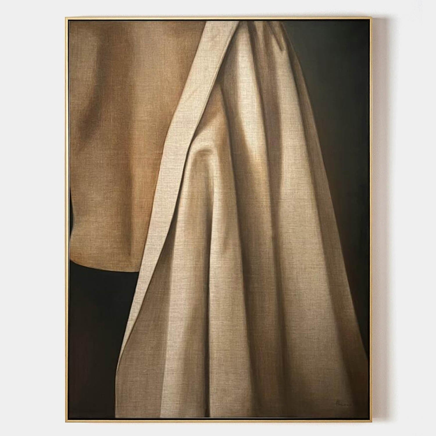 Wall Art Elegant Textured Linen Drape - Neutralighting