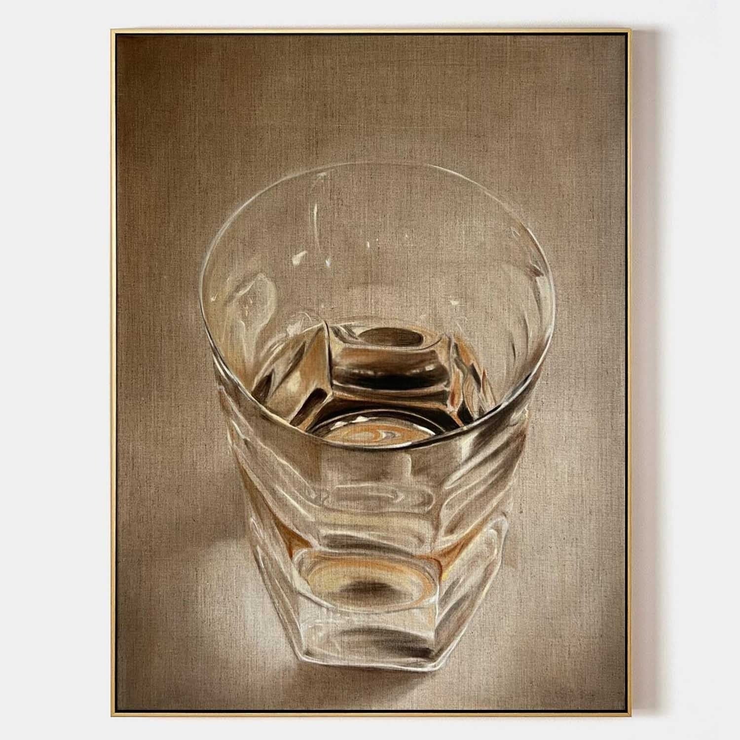 Wall Art Realistic Whiskey Glass Hyperrealism - Neutralighting