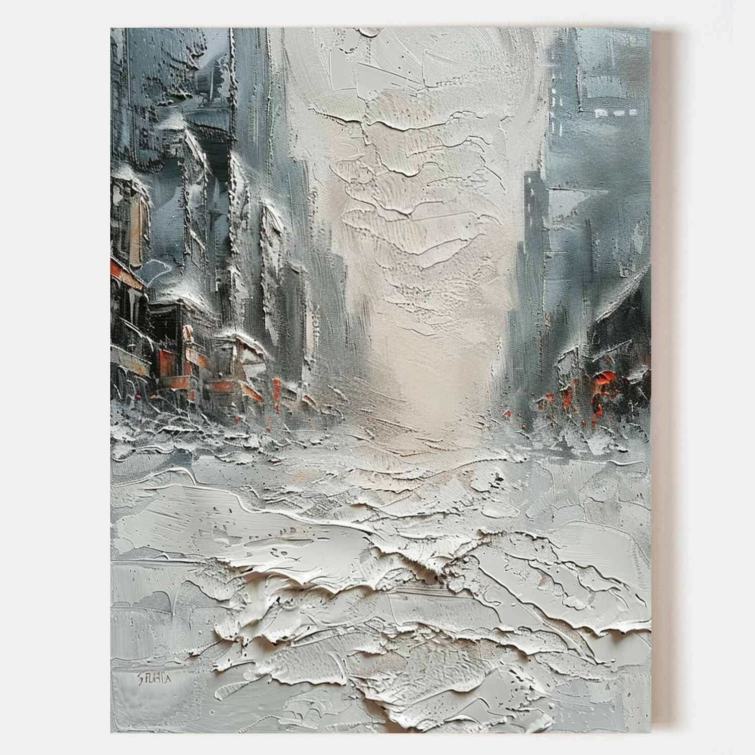 Wall Art Impasto Urban Street Painting - Neutralighting