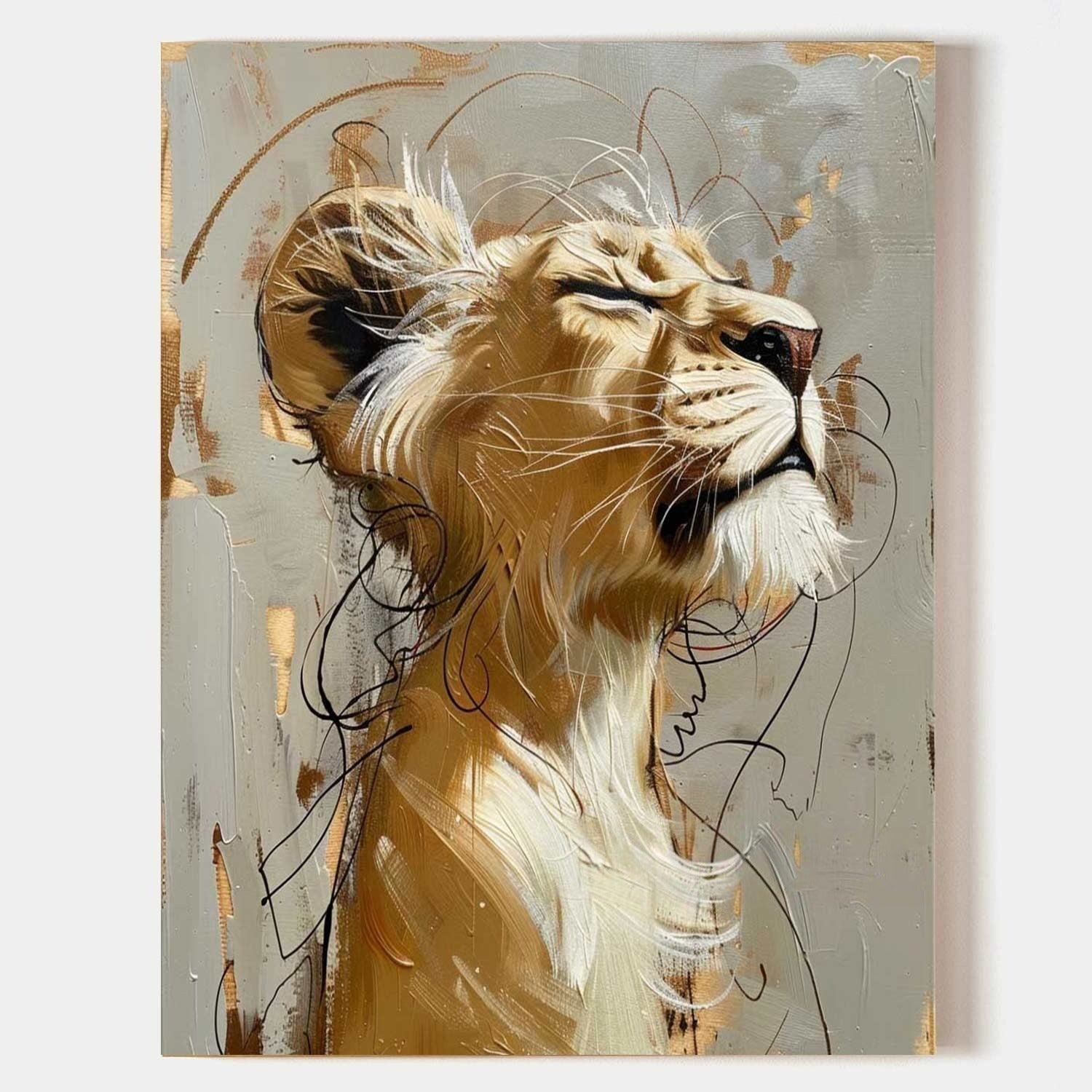 Wall Art Majestic Lioness Gold - Neutralighting