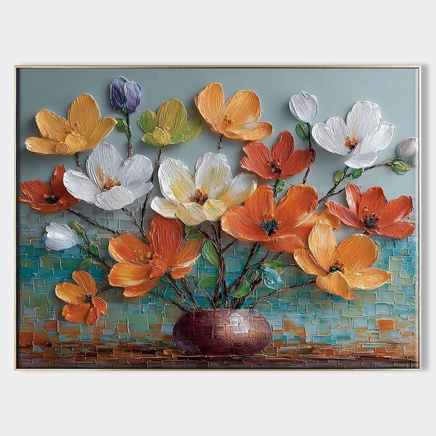 Vibrant Floral Bouquet 3D Impasto Painting - Neutralighting