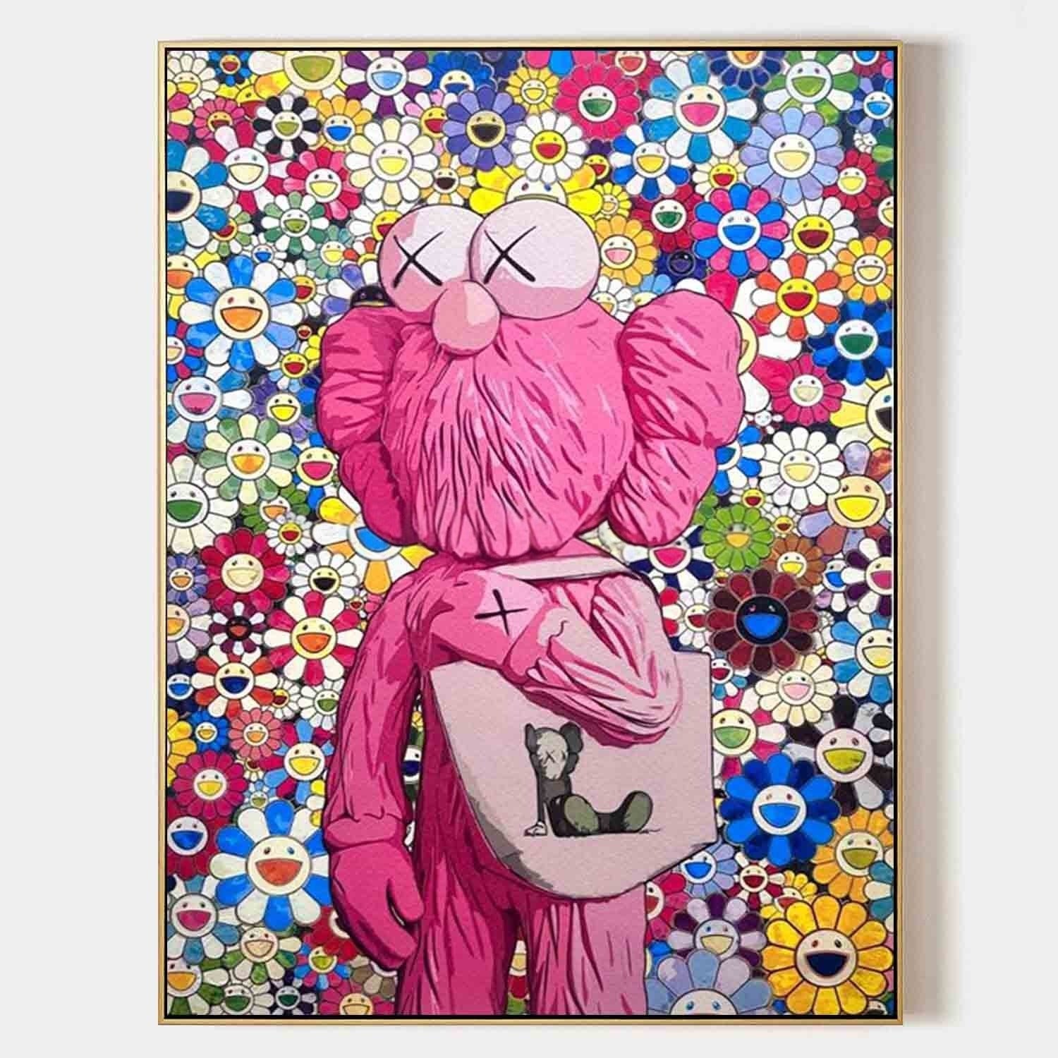 Wall Art Kaws Pink Cartoon Murakami Flower - Neutralighting