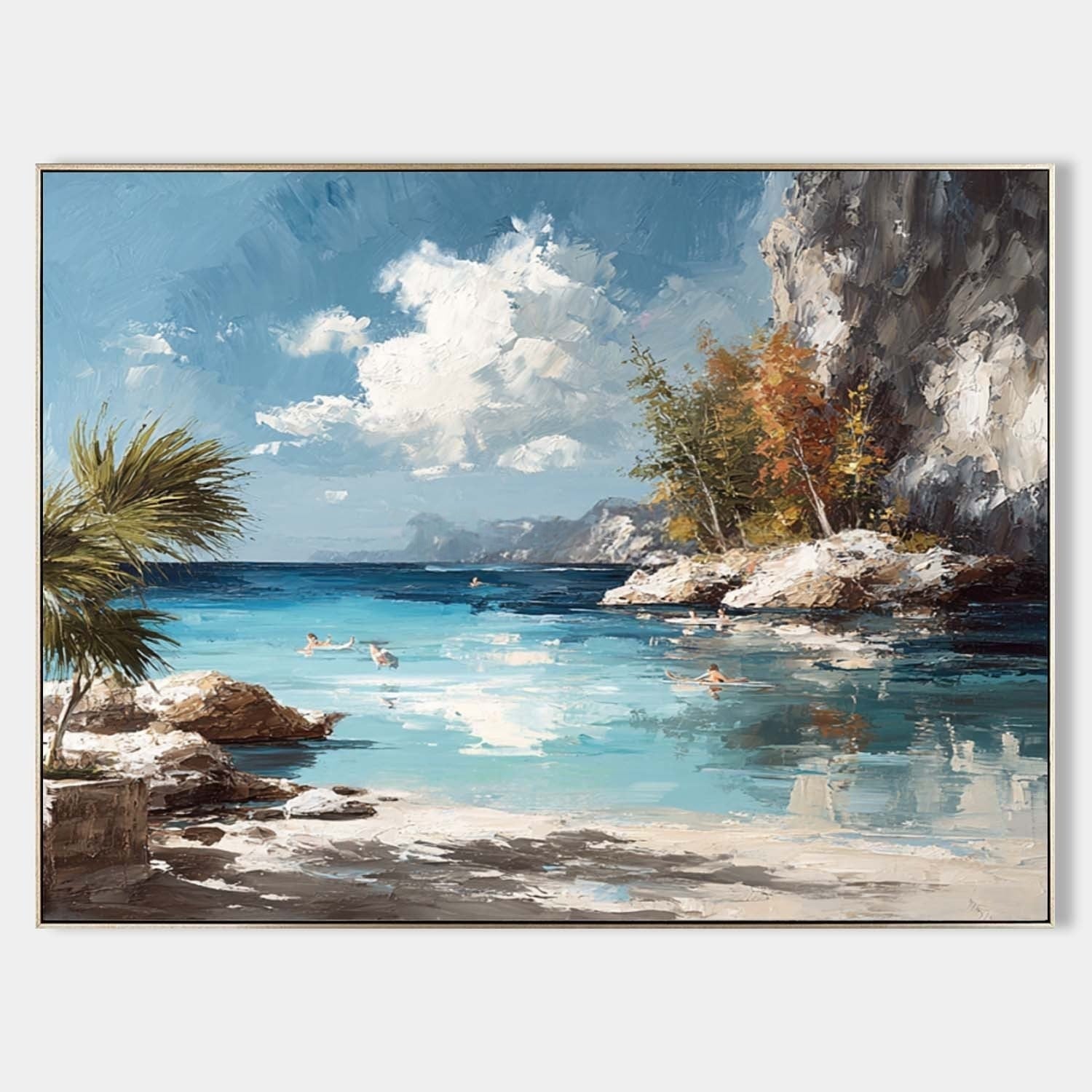 Tropical Cliffside Bay Impasto Painting - Neutralighting