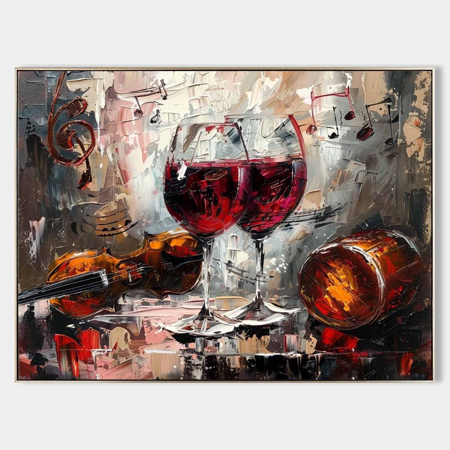 Wall Art Lyrical Textured Wine Glass - Neutralighting