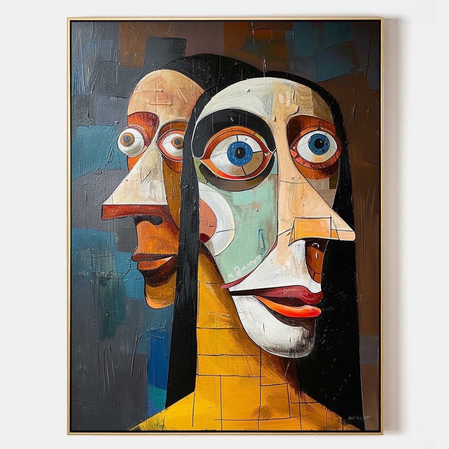 Wall Art Vertical Cubist Double Portrait - Neutralighting
