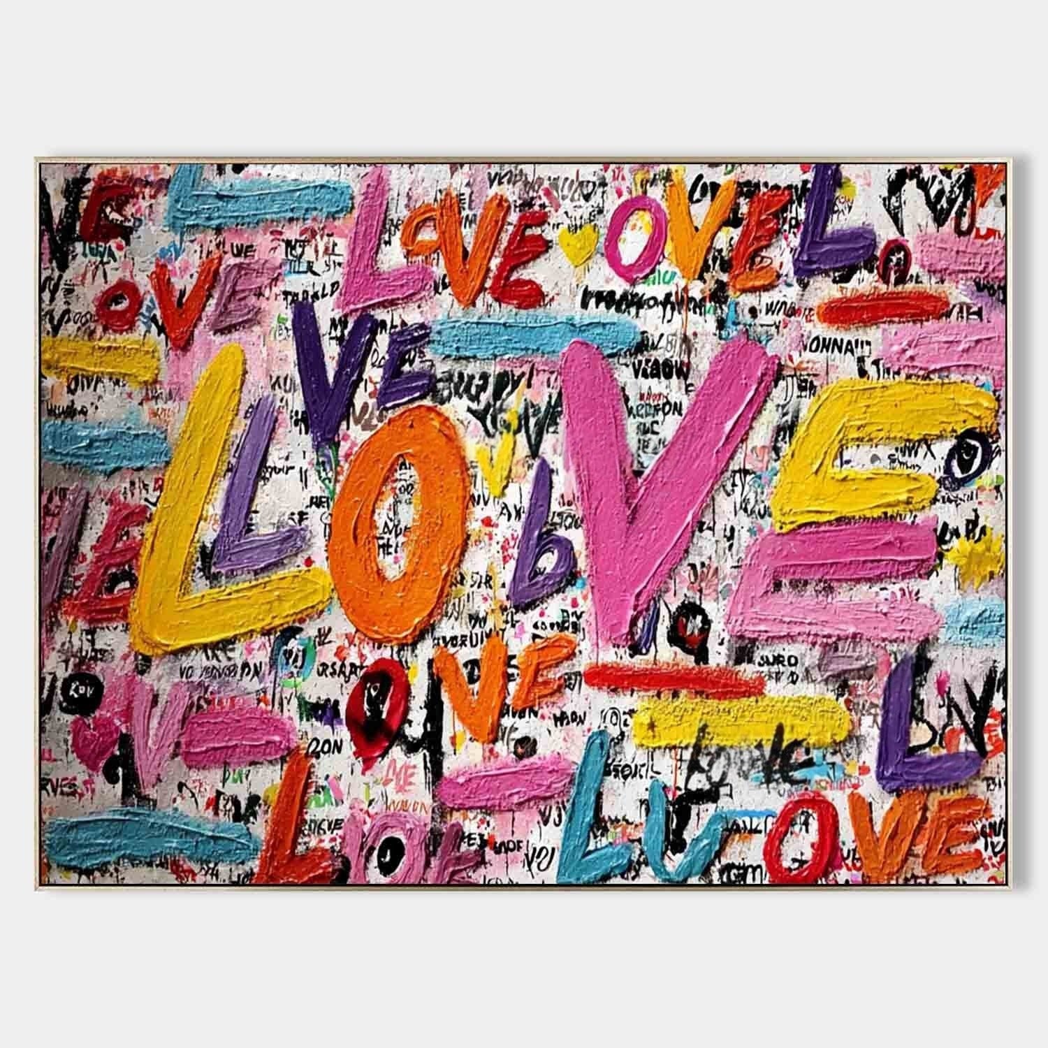 Graffiti Style Love Pop Art Impasto Painting - Neutralighting