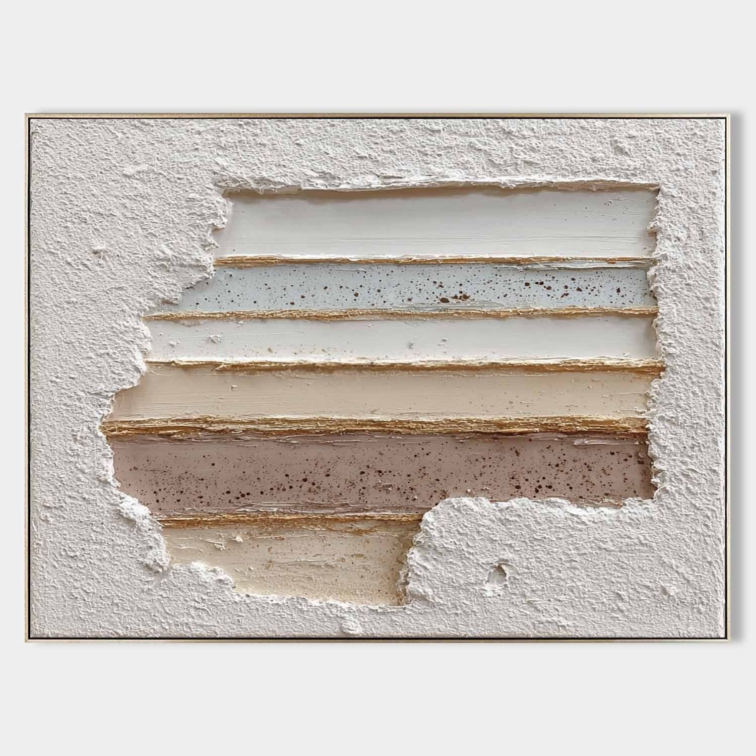 Wall Art Panoramic Textured Abstract Layered Scene Soft Neutral - Neutralighting