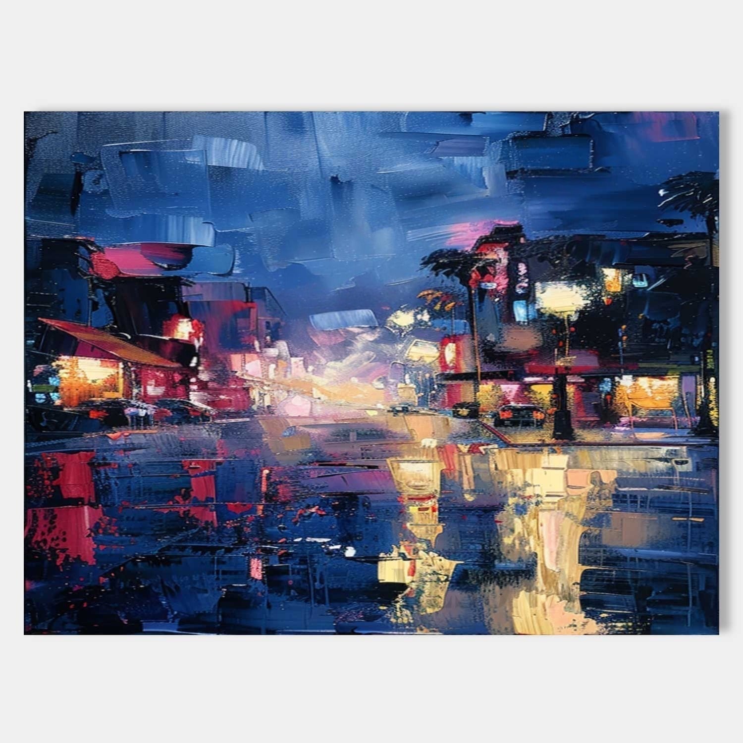 Wall Art Vibrant Rainy Night Cityscape - Neutralighting