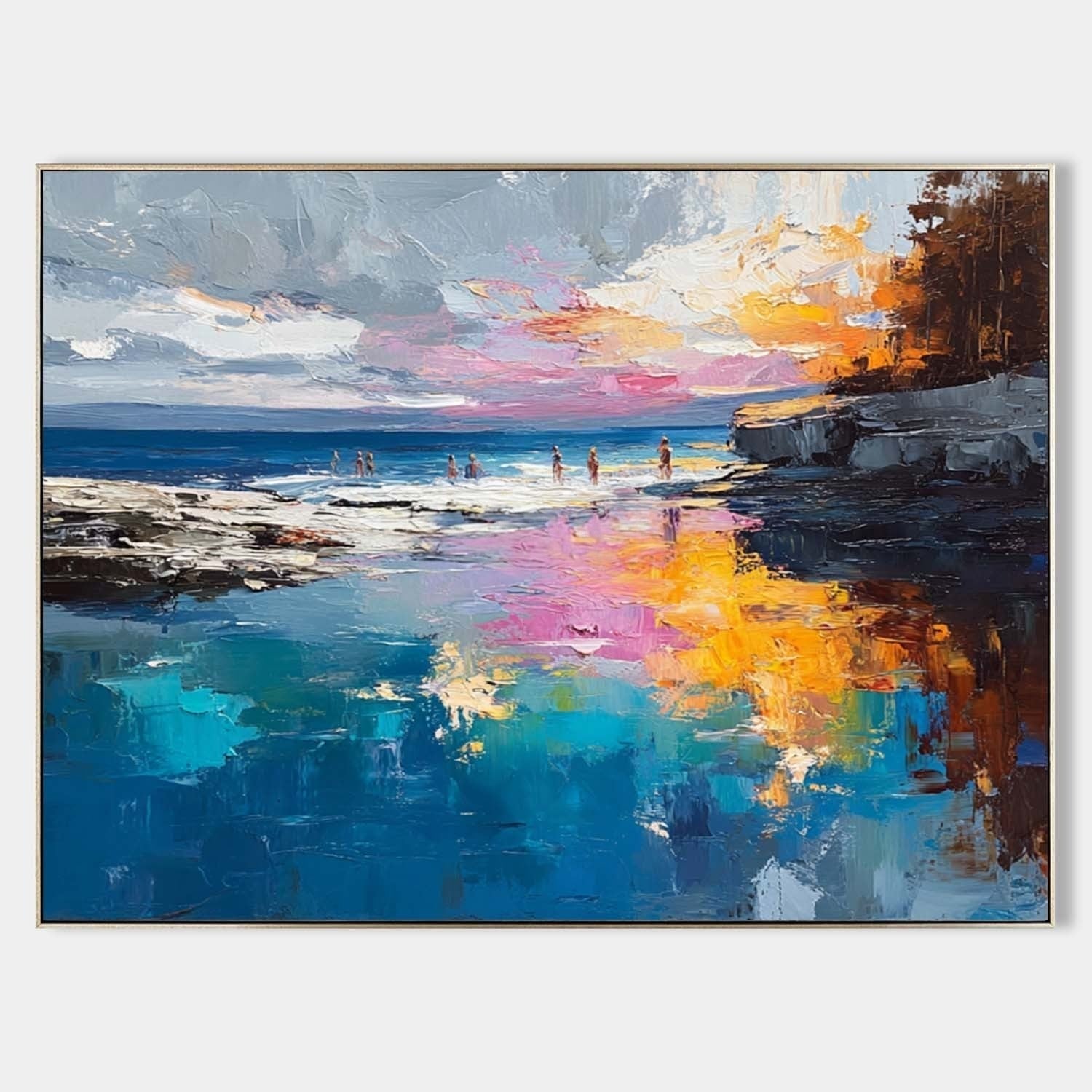 Vibrant Coastal Sunset Impasto Painting - Neutralighting