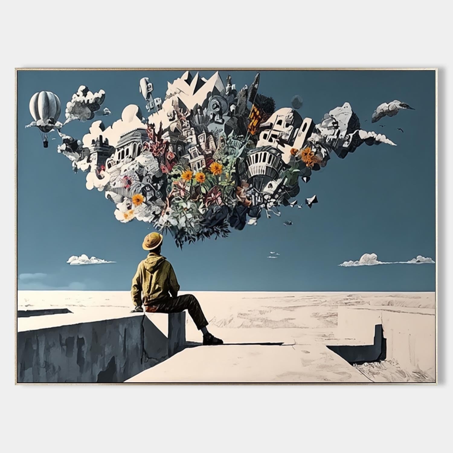 Wall Art Surreal Man Dreaming Floating - Neutralighting