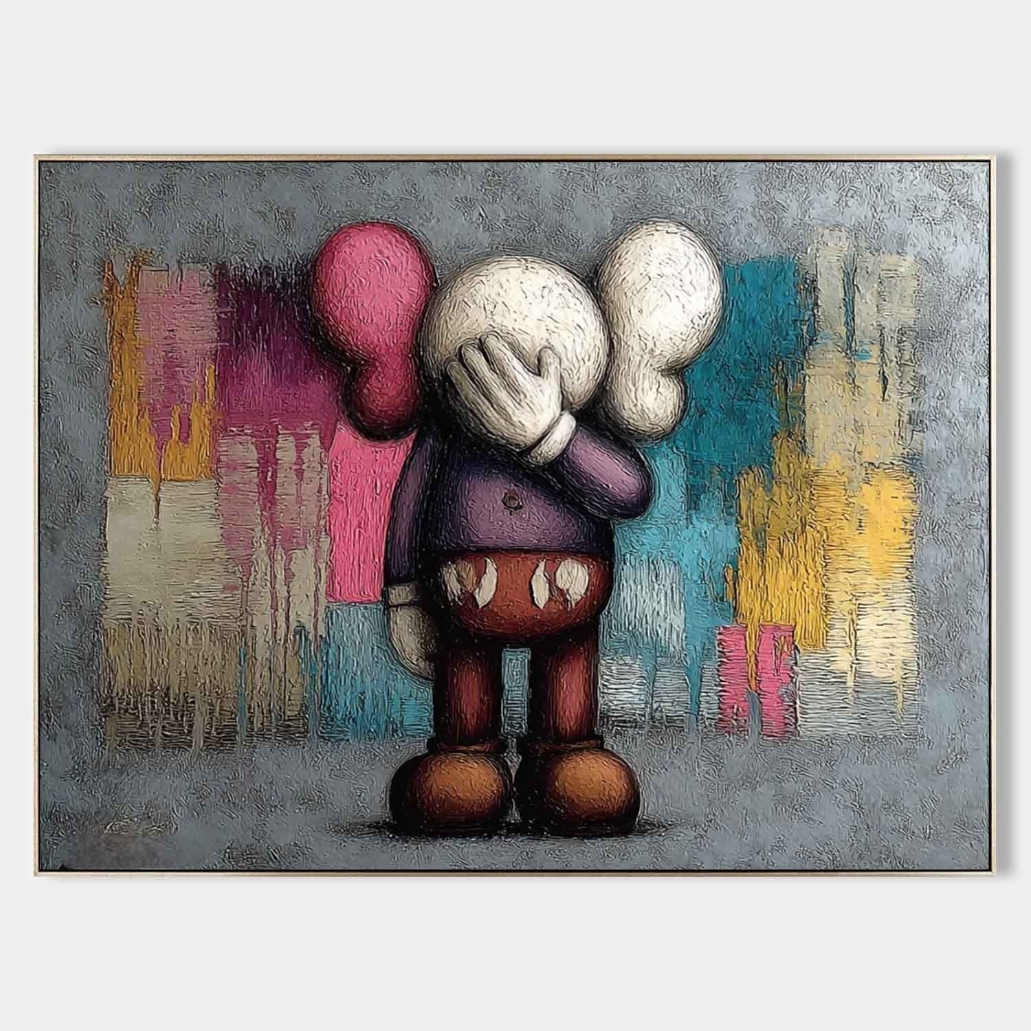 Wall Art Introspective Textured Kaws - Neutralighting