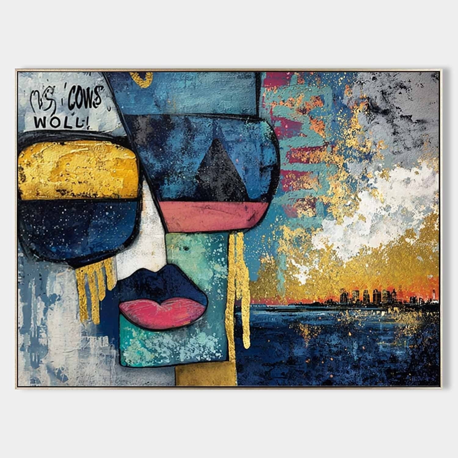 Urban Abstract Face & Skyline Painting - Neutralighting