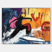 Wall Art Square Pop Art Surfing Graffiti Scene Vibrant - Neutralighting