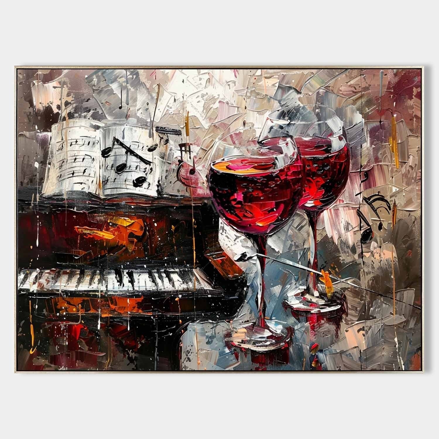 Wall Art Melodic Textured Wine Glass - Neutralighting