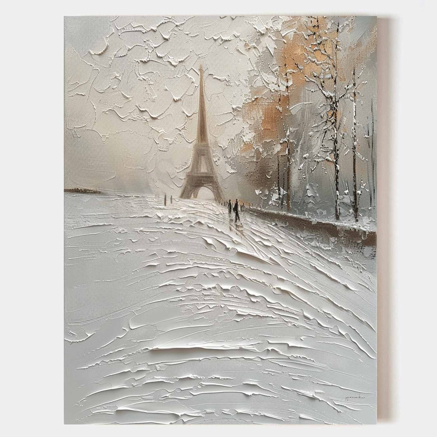 Wall Art Impasto Paris Winter Painting - Neutralighting
