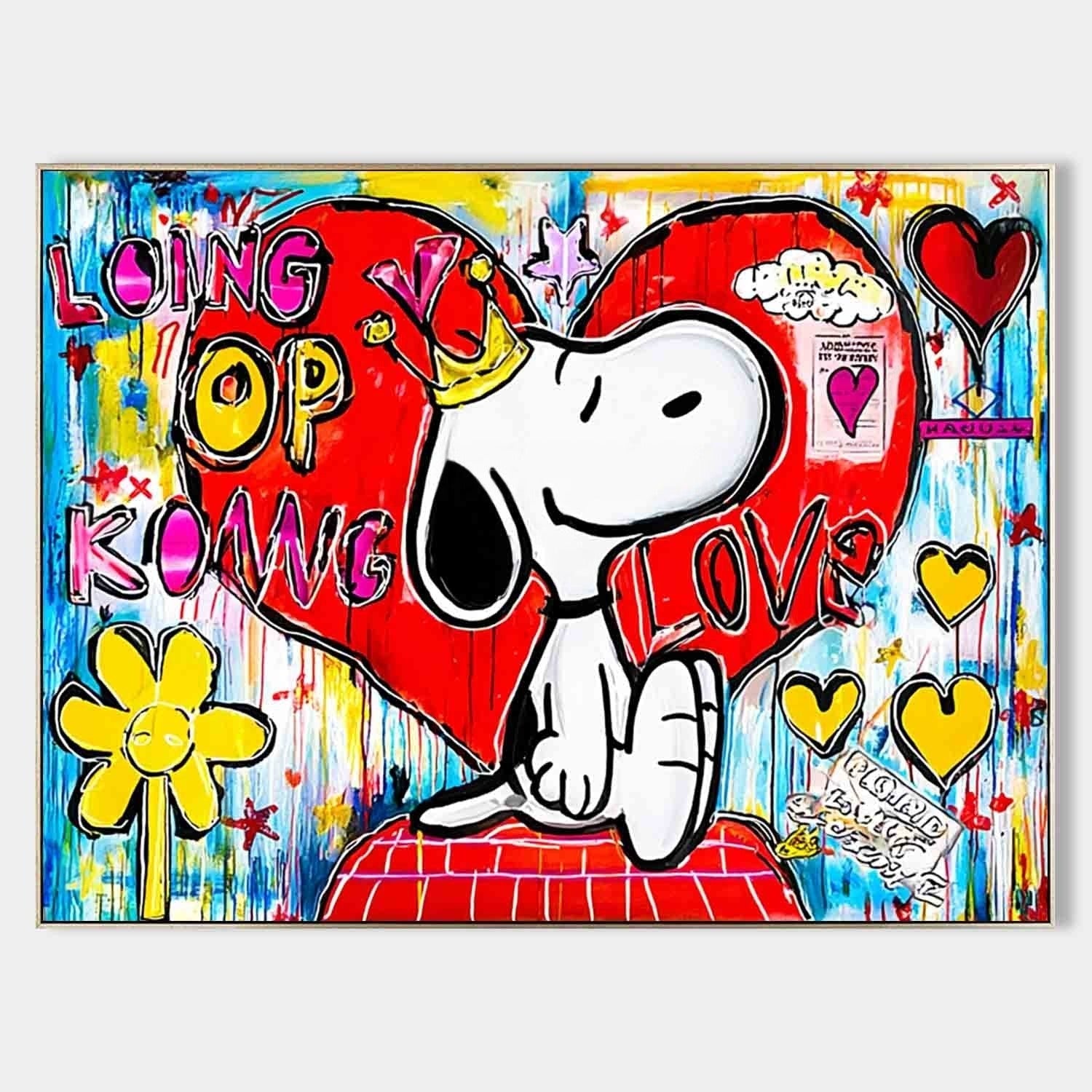 Snoopy King of Hearts Pop Art Impasto Painting - Neutralighting