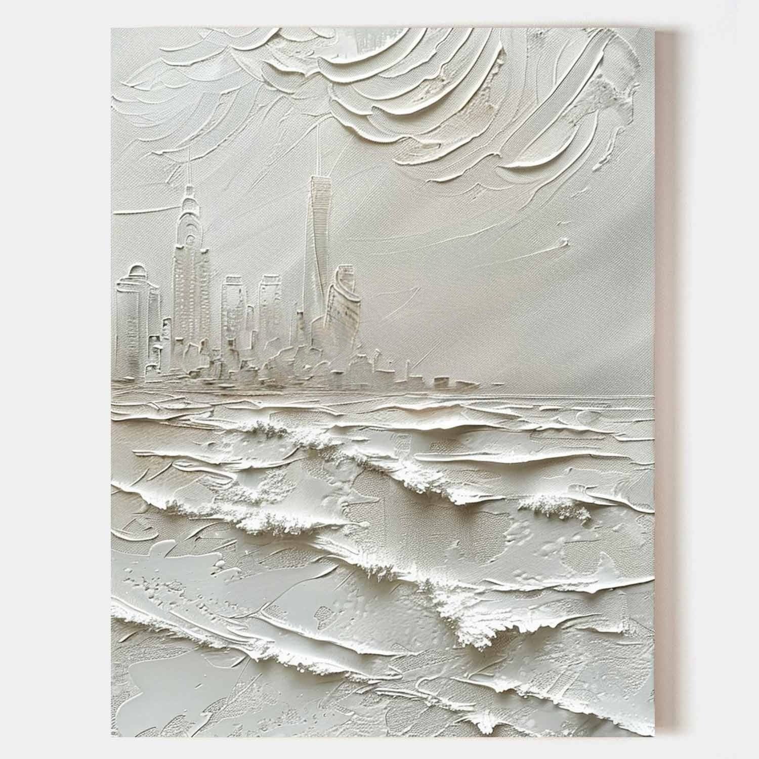 Wall Art Impasto Coastal Metropolis - Neutralighting