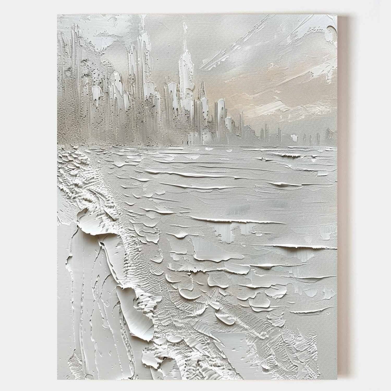 Wall Art Impasto Monochrome Cityscape - Neutralighting