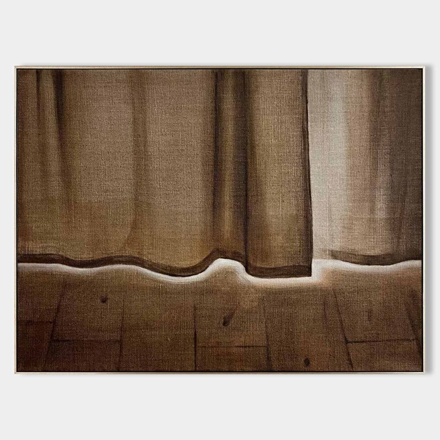 Wall Art Minimalist Textured Linen Curtain - Neutralighting