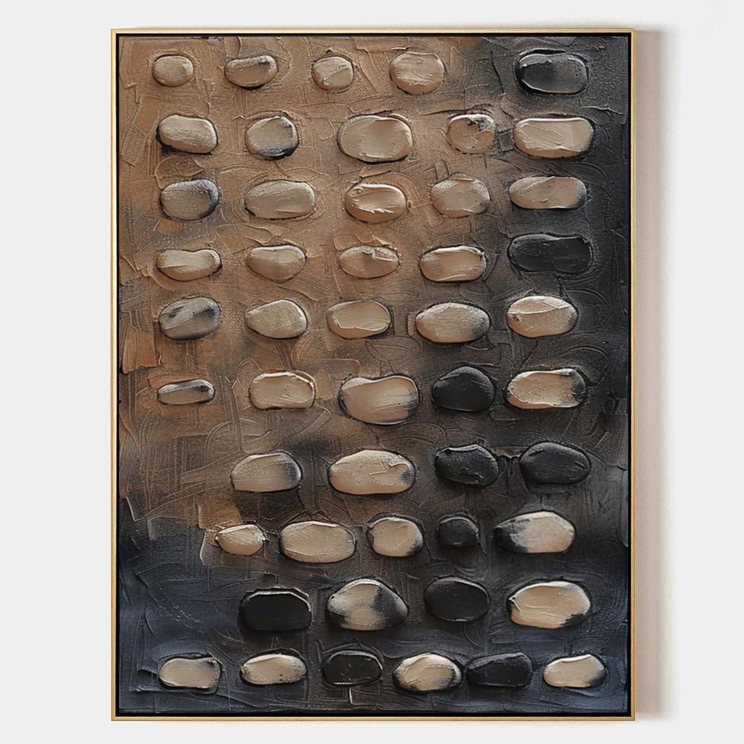 Wall Art Vertical 3D Pebble Painting - Neutralighting