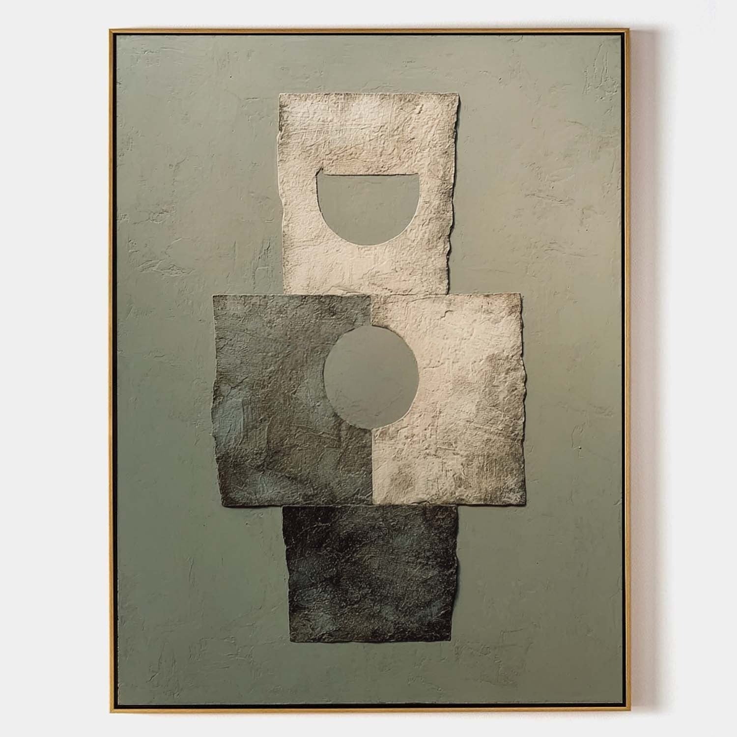 Wabi-Sabi Geometric Abstract Texture Painting - Neutralighting