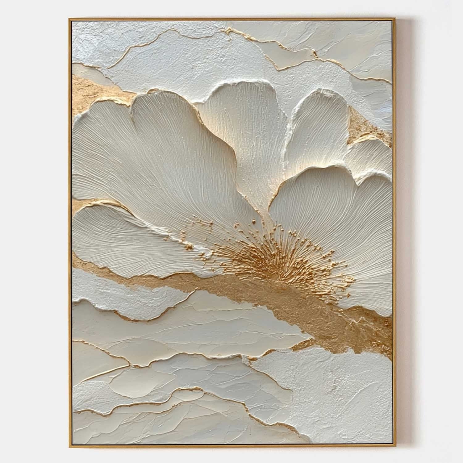 Wall Art Textured Floral Painting - Neutralighting