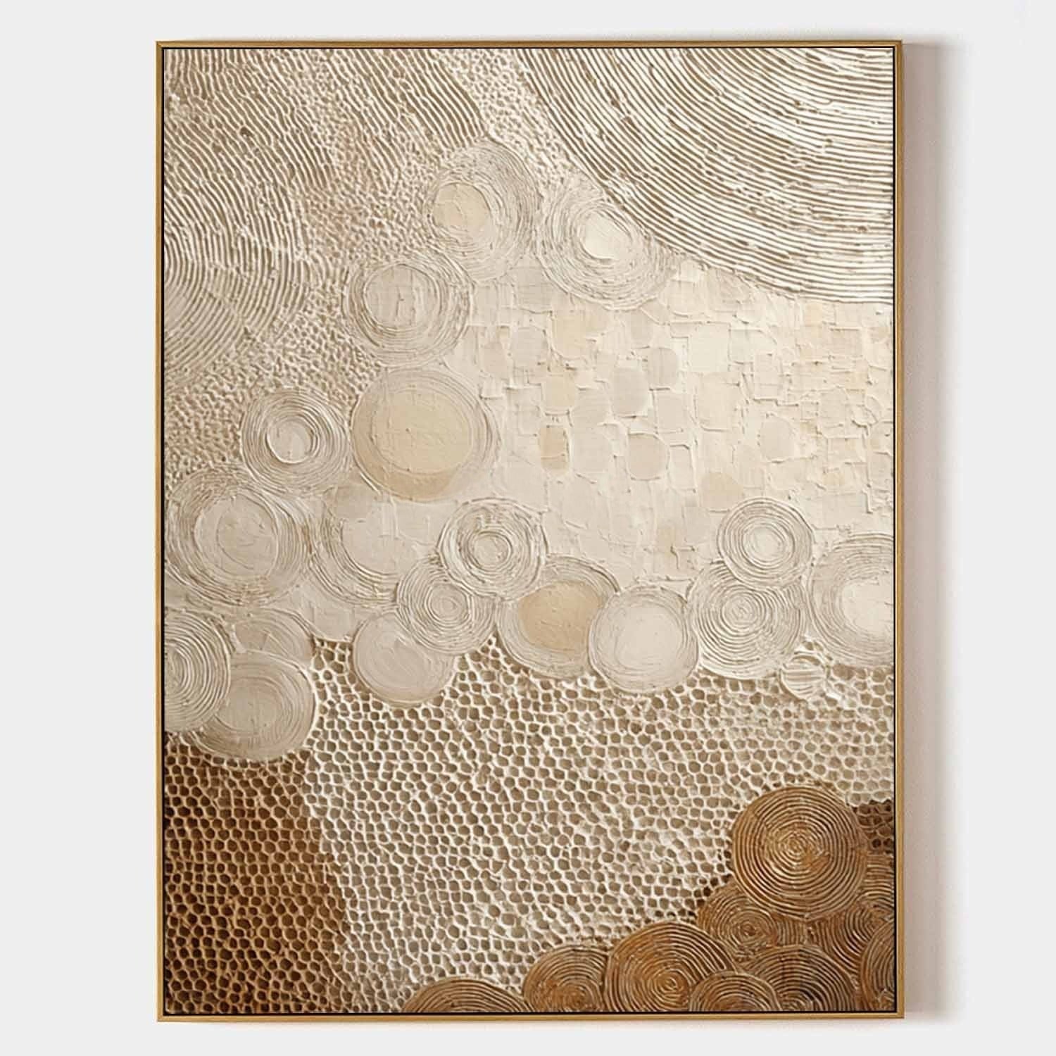 Wall Art Neutral Patchwork Bas-Relief Oil Painting - Neutralighting