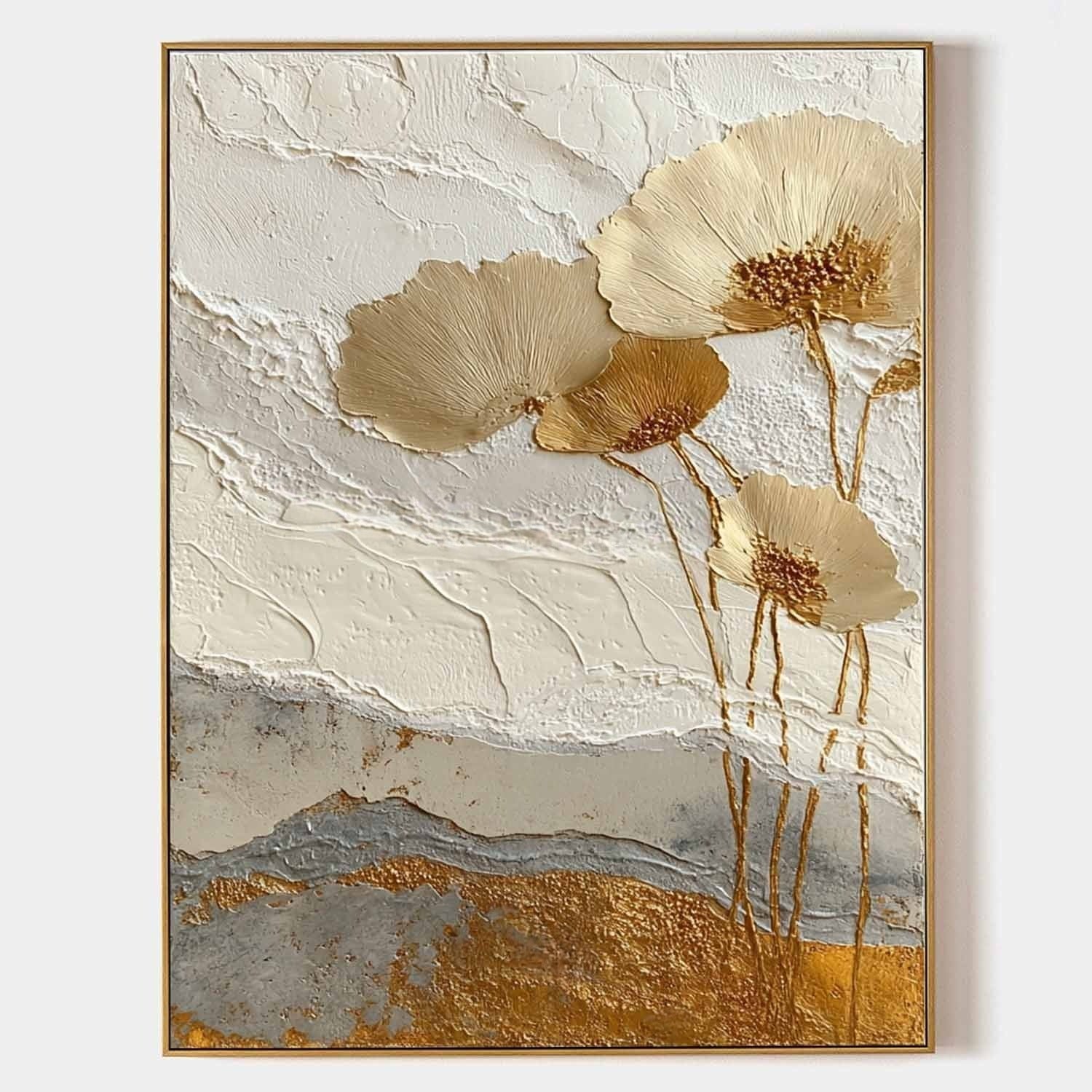 Wall Art Minimalist Textured Metallic Gold - Neutralighting