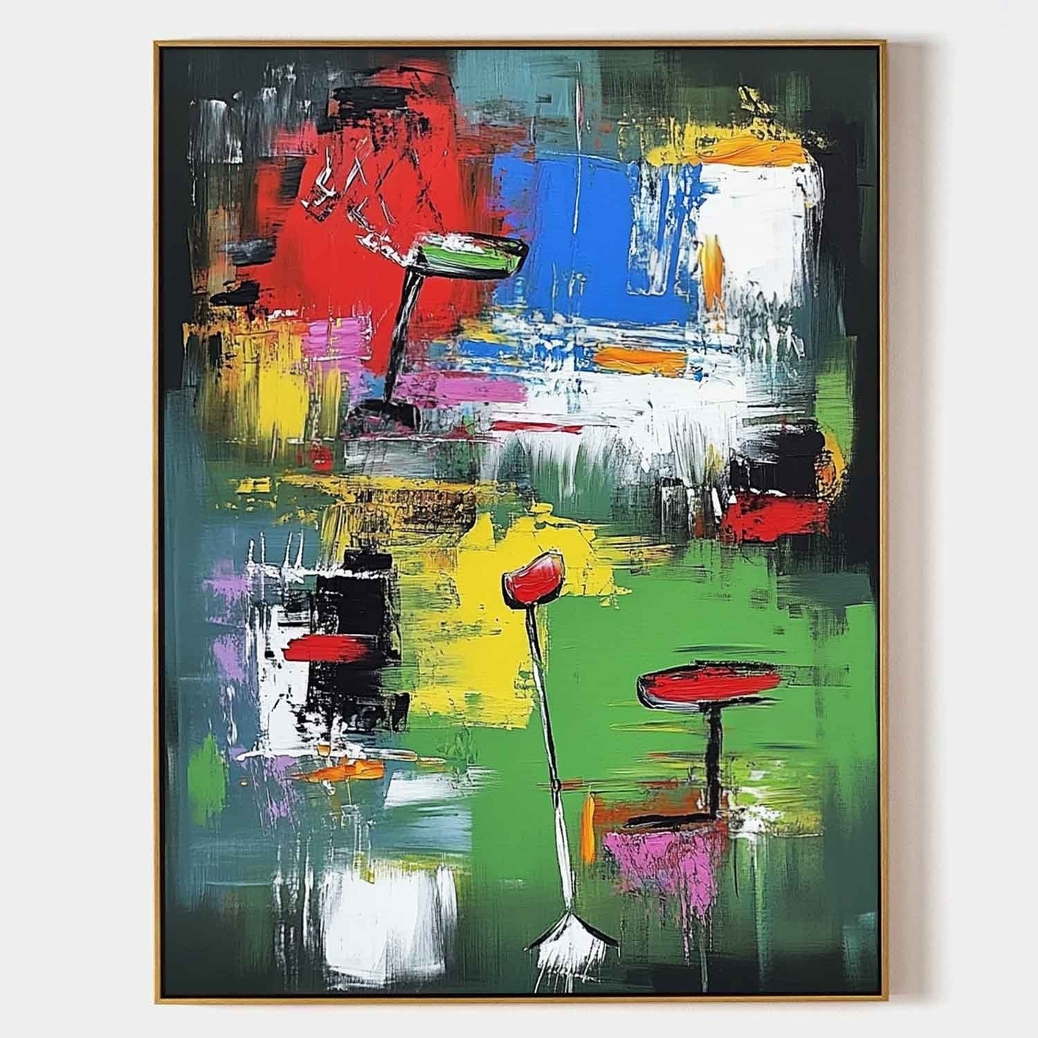Wall Art Vertical Expressionist Golf Painting - Neutralighting
