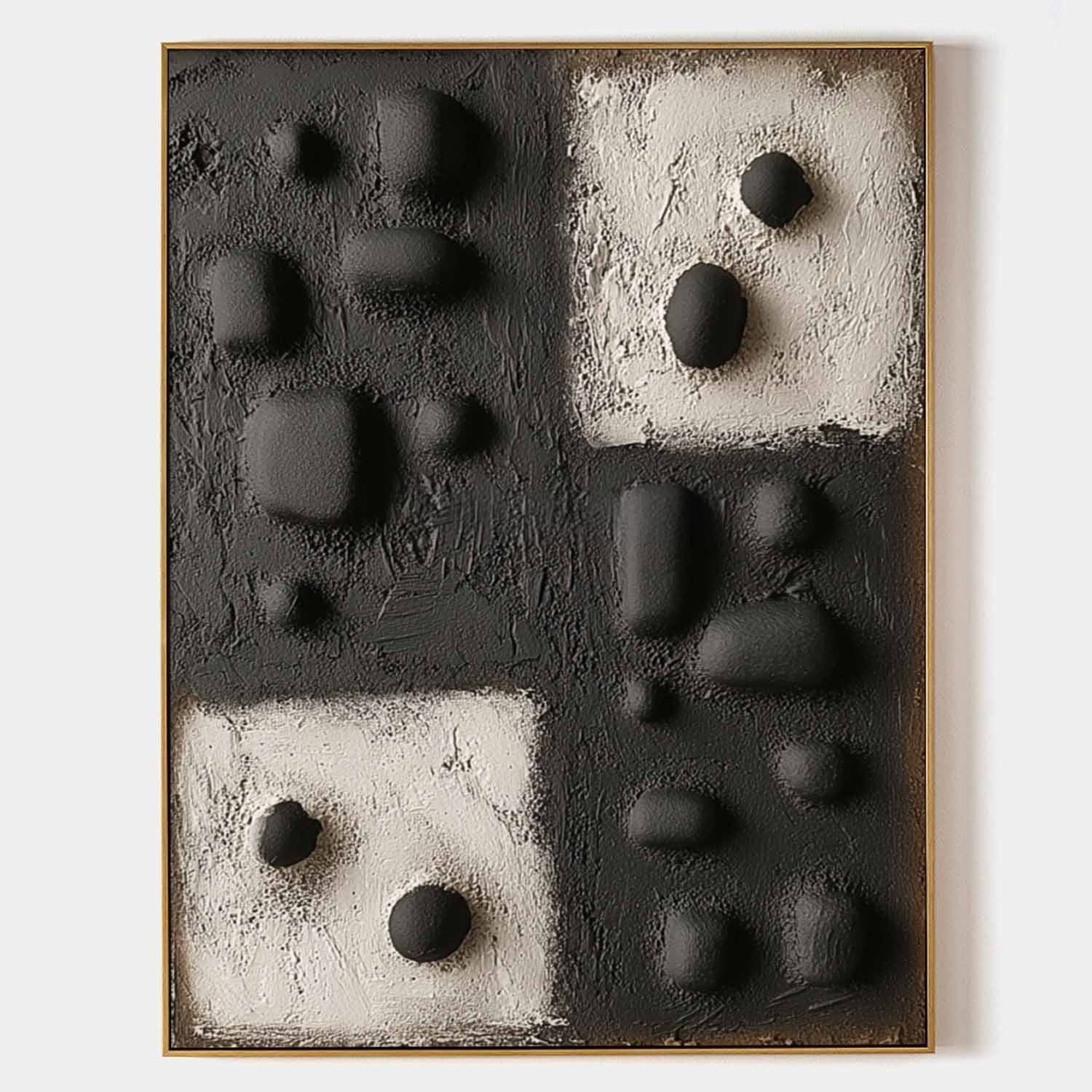 Wall Art Contrast Block Bas-Relief Abstract Painting - Neutralighting