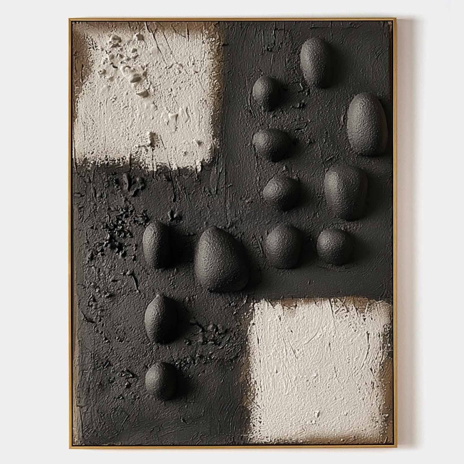 Wall Art Monochrome Block Bas-Relief Abstract Painting - Neutralighting