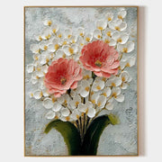 Wall Art Pink Peony White Blossom Floral Painting - Neutralighting
