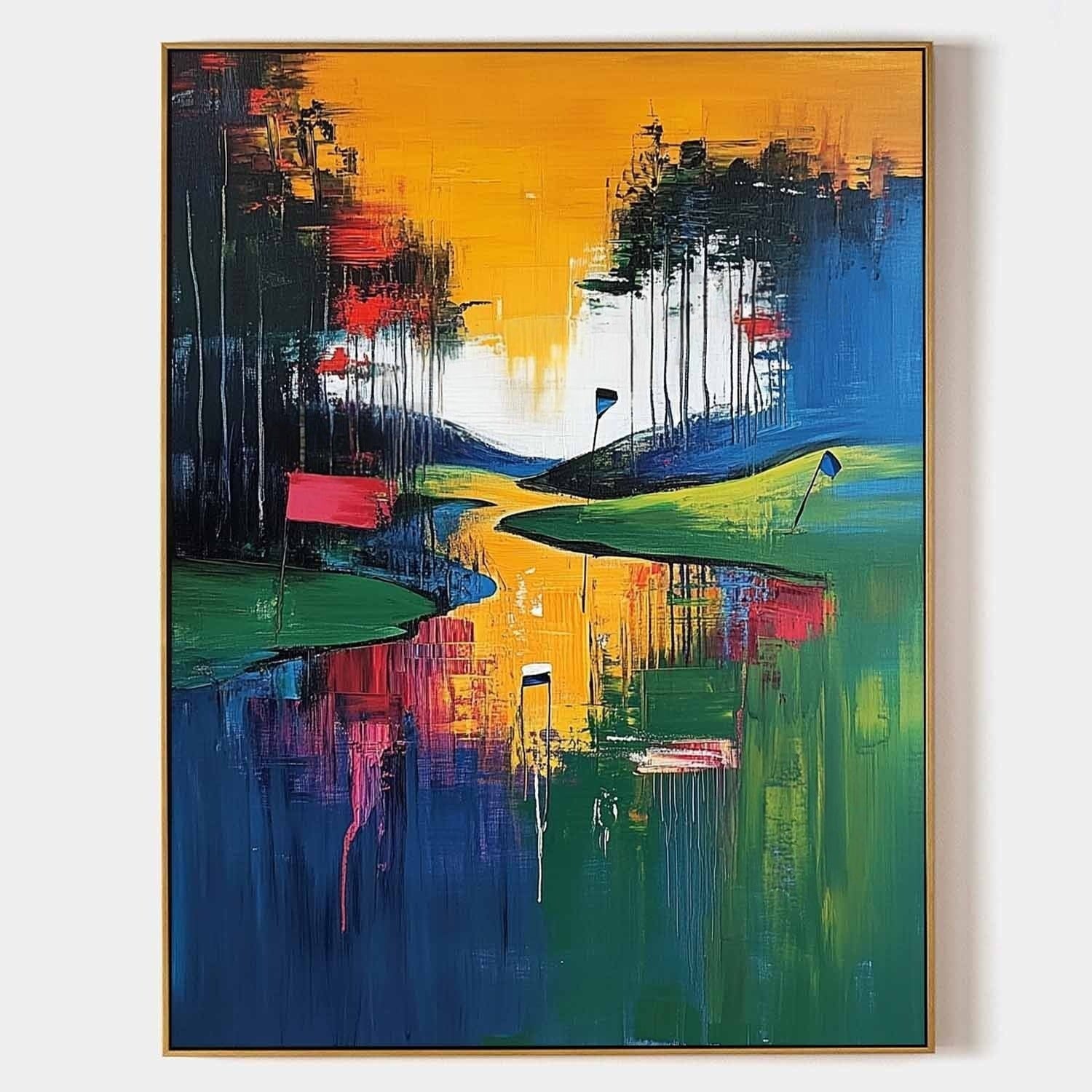Wall Art Vertical Golf Course Landscape Painting - Neutralighting