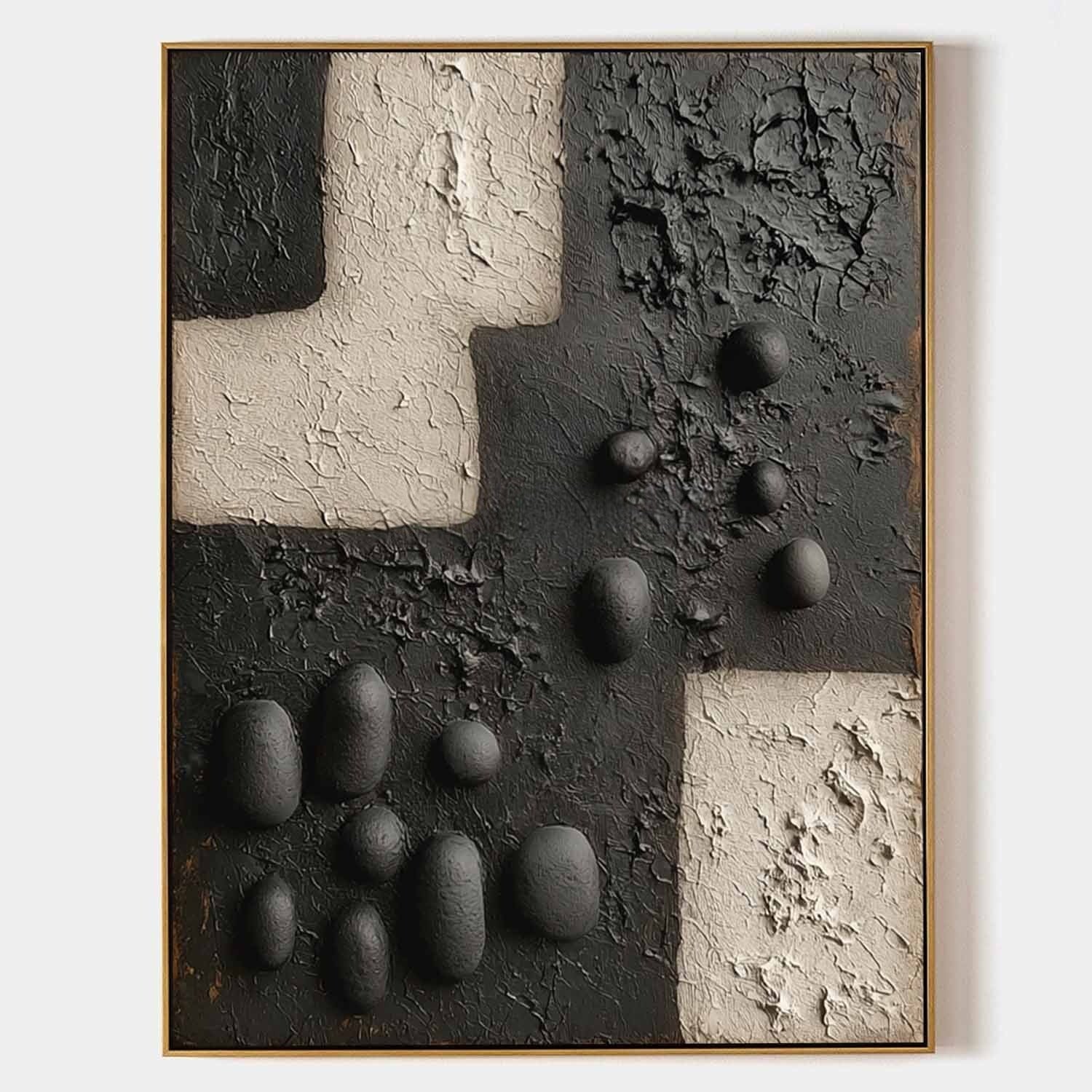 Wall Art Vertical 3D Geometric Pebble - Neutralighting