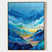 Wall Art Textured Mountain Landscape Oil Painting - Neutralighting