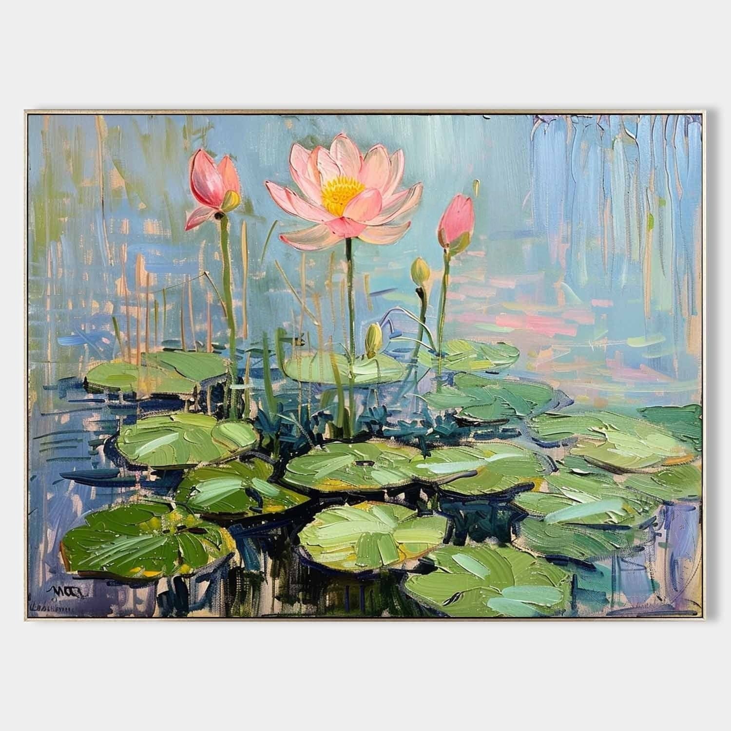 Wall Art Horizontal Blooming Lotus Pond - Neutralighting