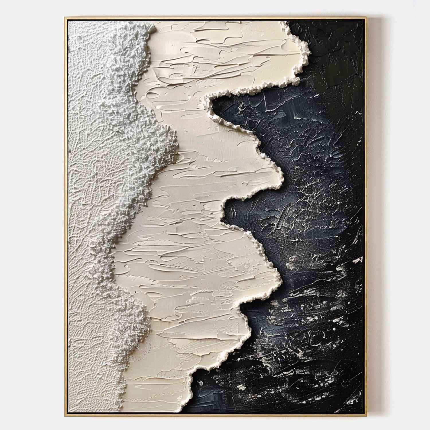 Wall Art Monochrome Wave Painting - Neutralighting