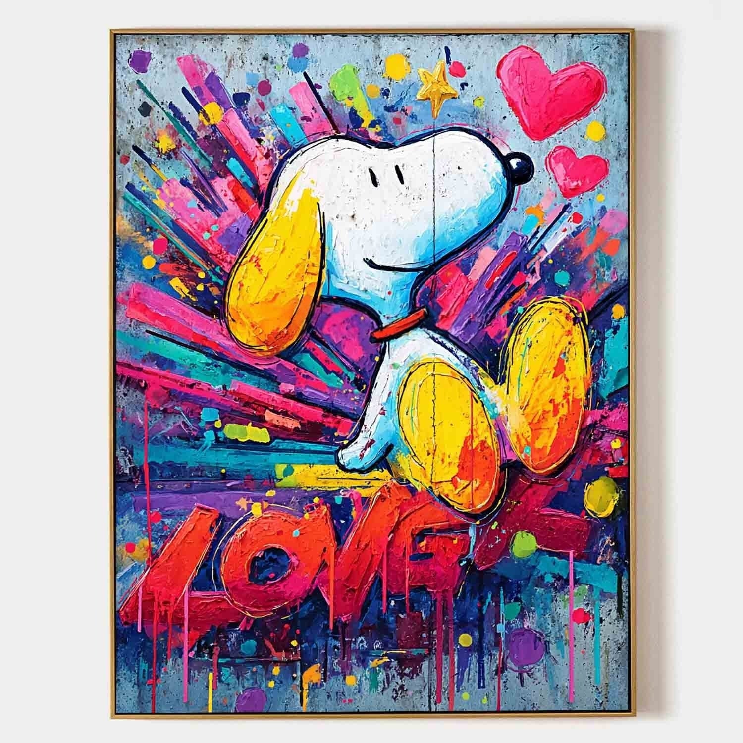 Snoopy Love Pop Art Impasto Painting - Neutralighting